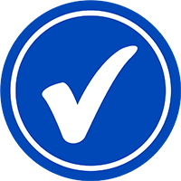Blaues Check-Symbol als Grafik für Qualitätskennzeichnung bei NW Werbetechnik Nordenham